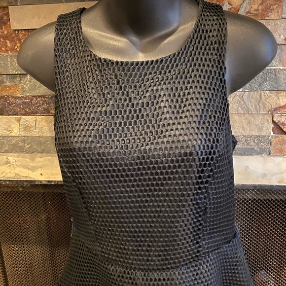 Black Flared Netted Dress - Picture 2 of 6